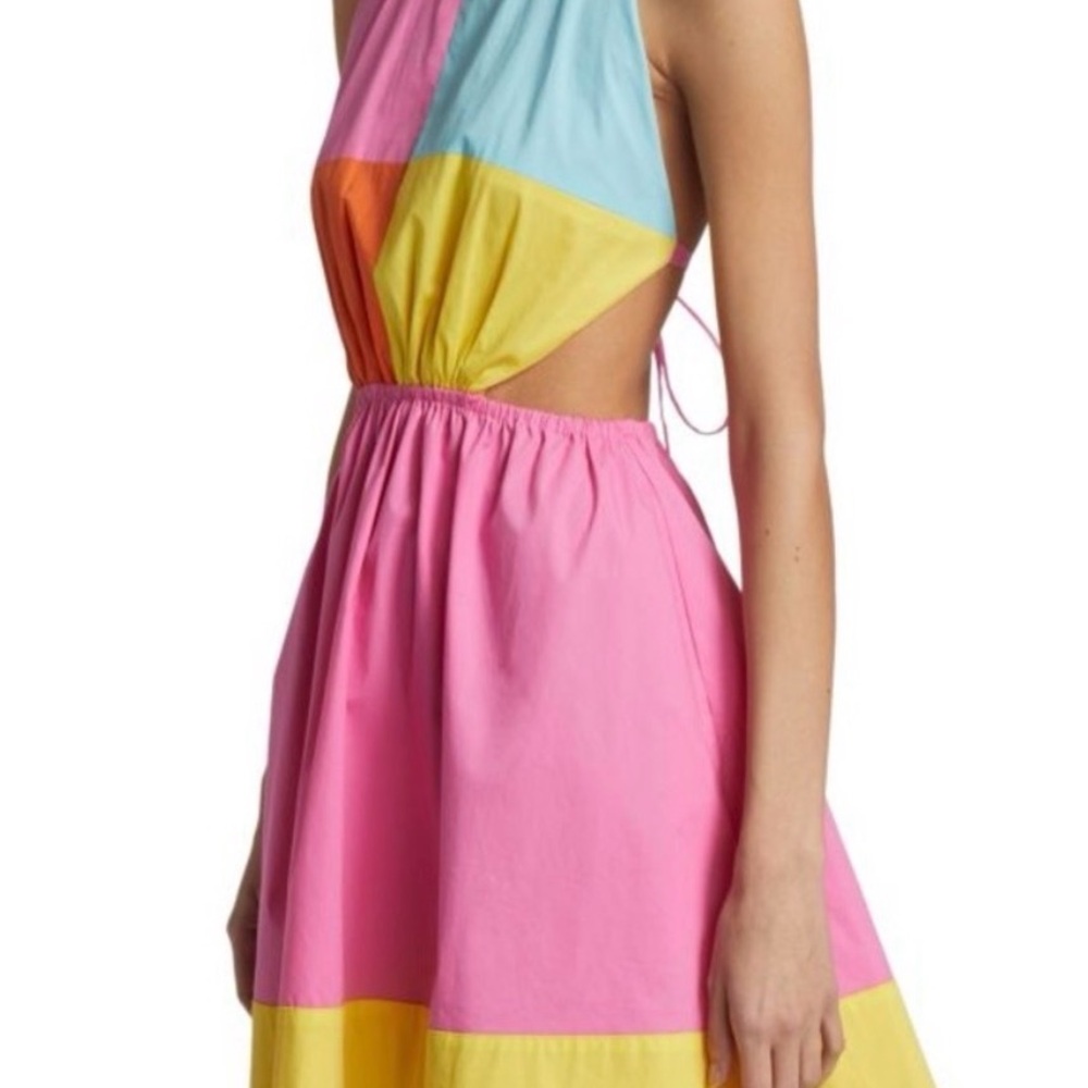 Staud Colorblock Pink Summer Dress